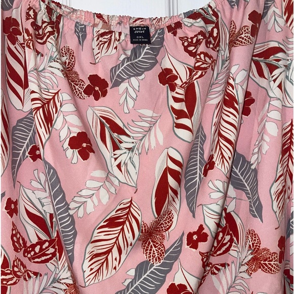 SHEIN - Tropical Print Knotted Bardot Blouse - Size 0X - Picture 6 of 9
